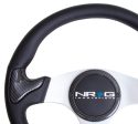 NRG Carbon Fiber Steering Wheel (350mm) Silver Frame Blk Stitching w Rubber Cover Horn Button on Sale