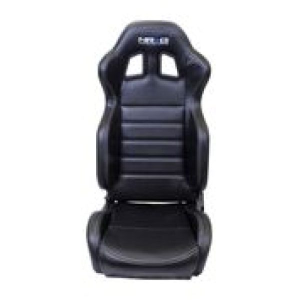 NRG Reclinable Sport Seats (Pair) PVC Leather w NRG Logo - Black w White Stitching on Sale