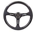 NRG Carbon Fiber Steering Wheel (350mm  1.5in. Deep) Leather Trim w Red Stitch & Slit Cutout Spokes Hot on Sale