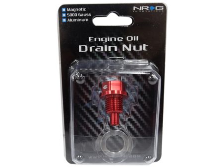 NRG Magnetic Oil Drain Plug M14X1.5 Acura Honda Mazda Mitsubishi - Red For Sale