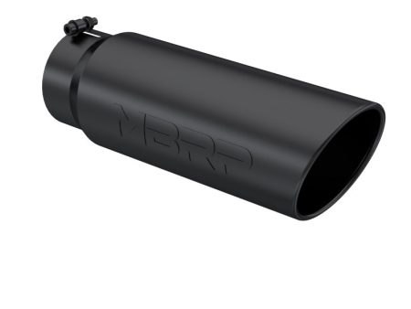 MBRP Universal Tip 6in OD Angled Rolled End 5in Inlet 18in Lgth Black Finish Exhaust For Sale