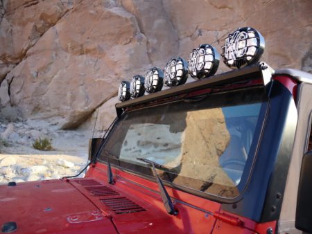 KC HiLiTES 97-06 Jeep TJ 50in. Overhead Xross Bar Kit w (6) SlimLite LED Lights - Black Fashion