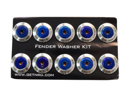 NRG Fender Washer Kit (TI Series) M6 Bolts SS For Plastic (Silver Washer TI Burn Screw) - Set of 10 Supply