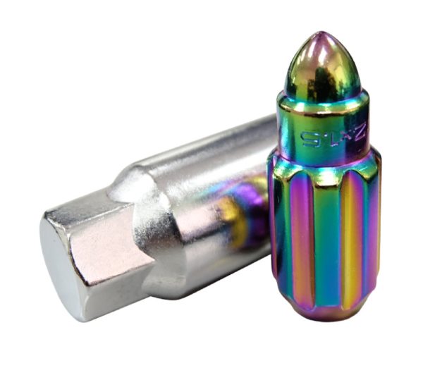 NRG 500 Series M12 X 1.5 Bullet Shape Steel Lug Nut Set - 21 Pc w Lock Key - Neochrome Discount