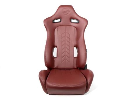 NRG Reclinable Sport Seats (Pair) The Arrow Maroon Vinyl w  Pressed NRG logo w  Maroon Stitch Sale