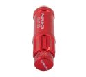 NRG 700 Series M12 X 1.25 Steel Lug Nut w Dust Cap Cover Set 21 Pc w Locks & Lock Socket - Red For Sale