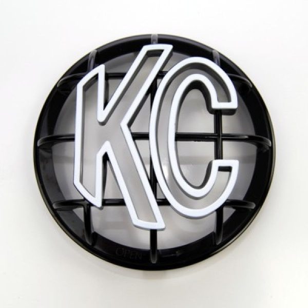 KC HiLiTES 5in. Round ABS Stone Guard for Apollo Lights (Single) - Black w White KC Logo Online Hot Sale