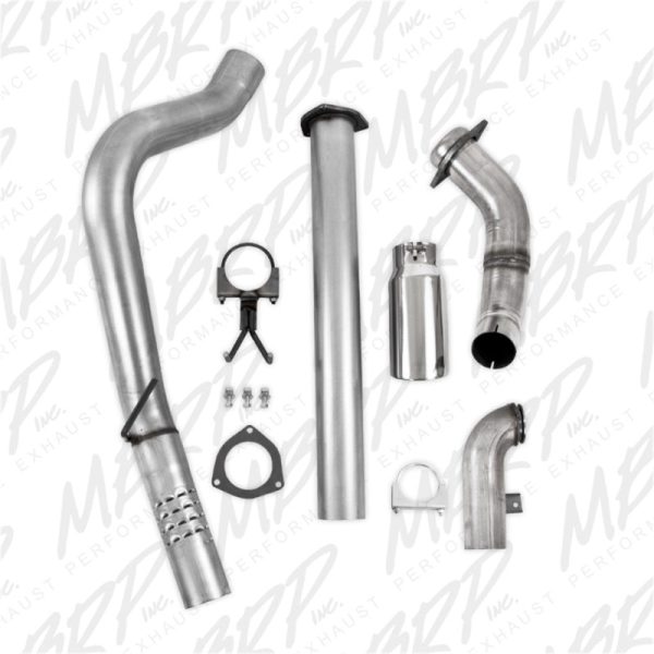 MBRP 11-14 Ford 6.7L F-250 350 450 4in Filter Back Single Side Exit Alum and Down Pipe Exhaust For Sale