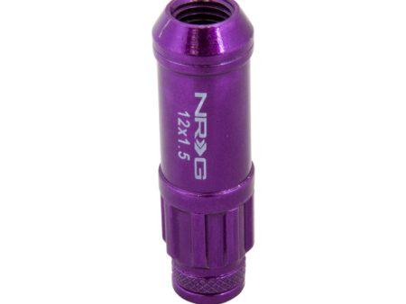 NRG 700 Series M12 X 1.5 Steel Lug Nut w Dust Cap Cover Set 21 Pc w Locks & Lock Socket - Purple Fashion