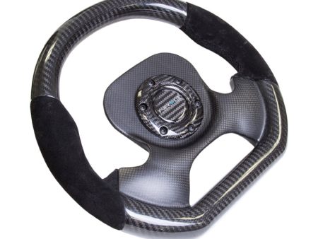 NRG Carbon Fiber Steering Wheel (320mm) CF Center Plate & Two-Tone Carbon w Suede Trim Handles Supply