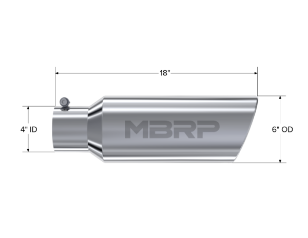 MBRP Universal Tip 6in OD Rolled End 4in Inlet 18in Length T304 Sale