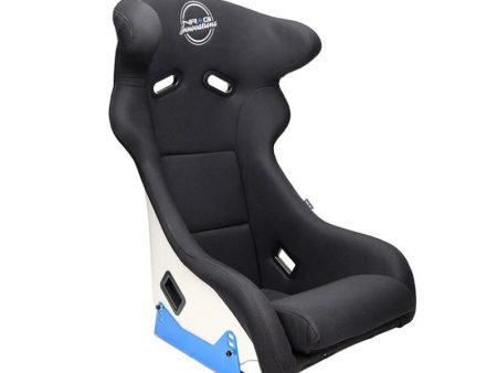 NRG FRP Bucket Seat - White Finish with Arrow Embroidery And Blue Side Mount Bracket Online