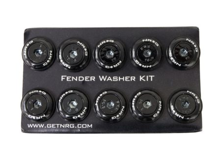 NRG Fender Washer Kit w Color Matched M6 Bolt Rivets For Plastic (Black) - Set of 10 Online Sale