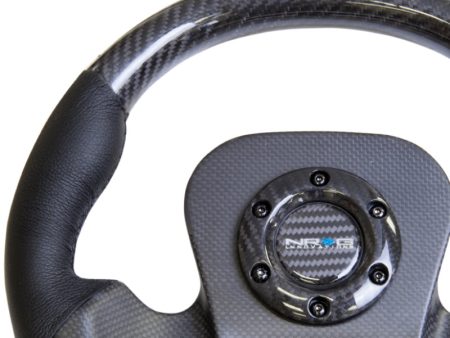 NRG Carbon Fiber Steering Wheel (320mm) CF Center Plate & Two-Tone Carbon w Leather Trim Handles For Discount