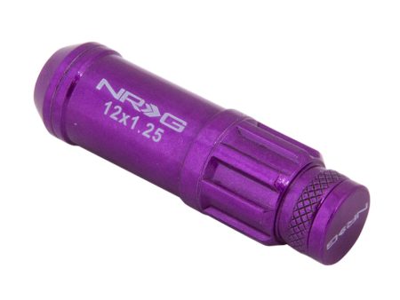 NRG 700 Series M12 X 1.25 Steel Lug Nut w Dust Cap Cover Set 21 Pc w Locks & Lock Socket - Purple For Discount