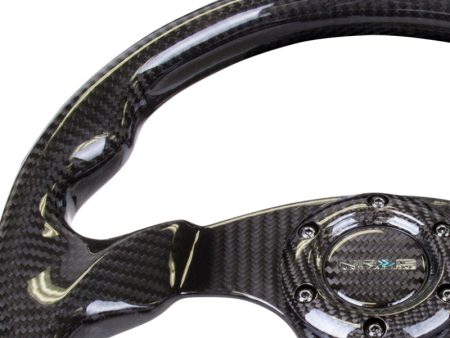 NRG Carbon Fiber Steering Wheel (320mm) Flat Bottom w Shiny Black Carbon Online