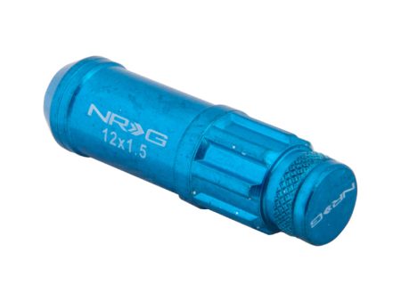 NRG 700 Series M12 X 1.5 Steel Lug Nut w Dust Cap Cover Set 21 Pc w Locks & Lock Socket - Blue Online Sale