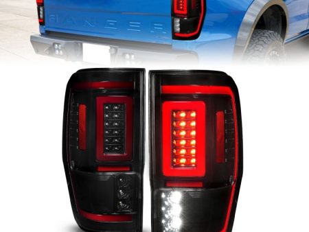 ANZO 19-22 Ford Ranger Full LED Taillights w  Lightbar Sequential Signal Black Housing Smoke Lens on Sale