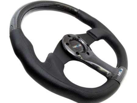 NRG Carbon Fiber Steering Wheel (350mm) Oval Shape Black w Leather Trim Online Hot Sale