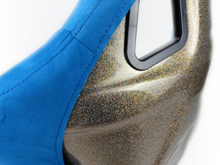 NRG FRP Bucket Seat ULTRA Edition - Large (Blue Alcantara Gold Glitter Back) Online Hot Sale