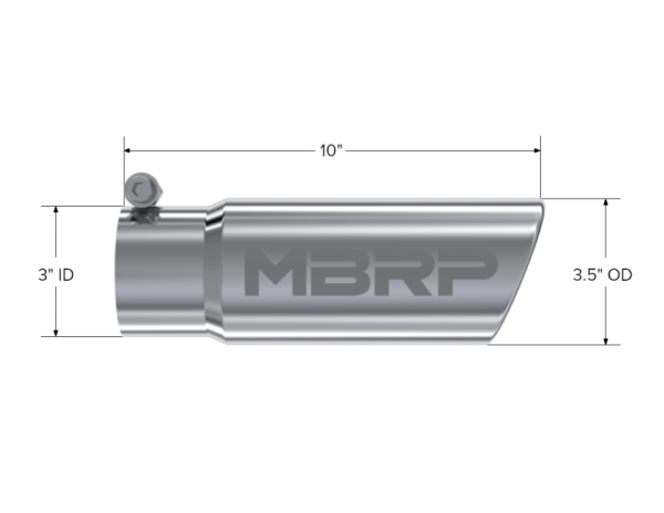 MBRP Universal Tip 3in O.D. Angled Rolled End 3 inlet 10 length Discount