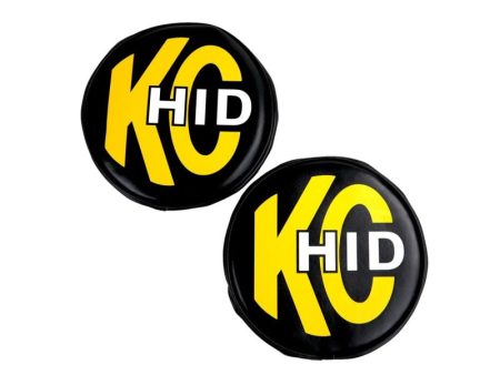 KC HiLiTES 8in. Round Soft Cover HID (Pair) - Black w Yellow Brushed KC Logo Online Sale